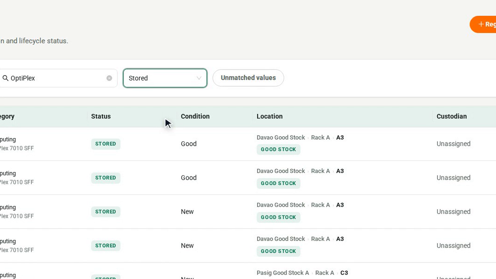 Show assets with untraced values
