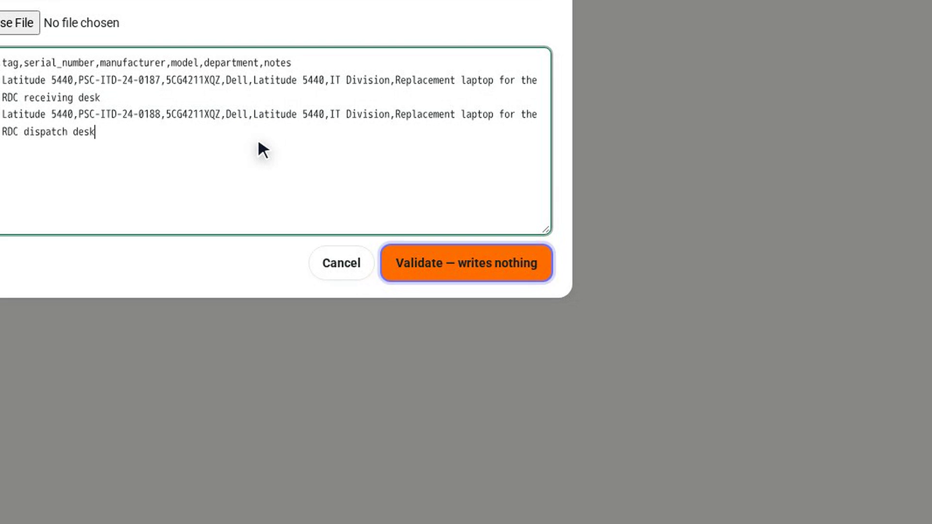 Validate the file