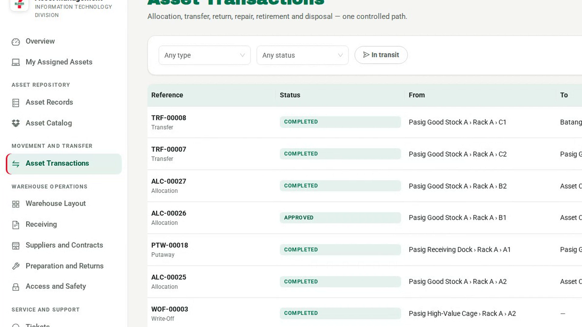 Open the transaction