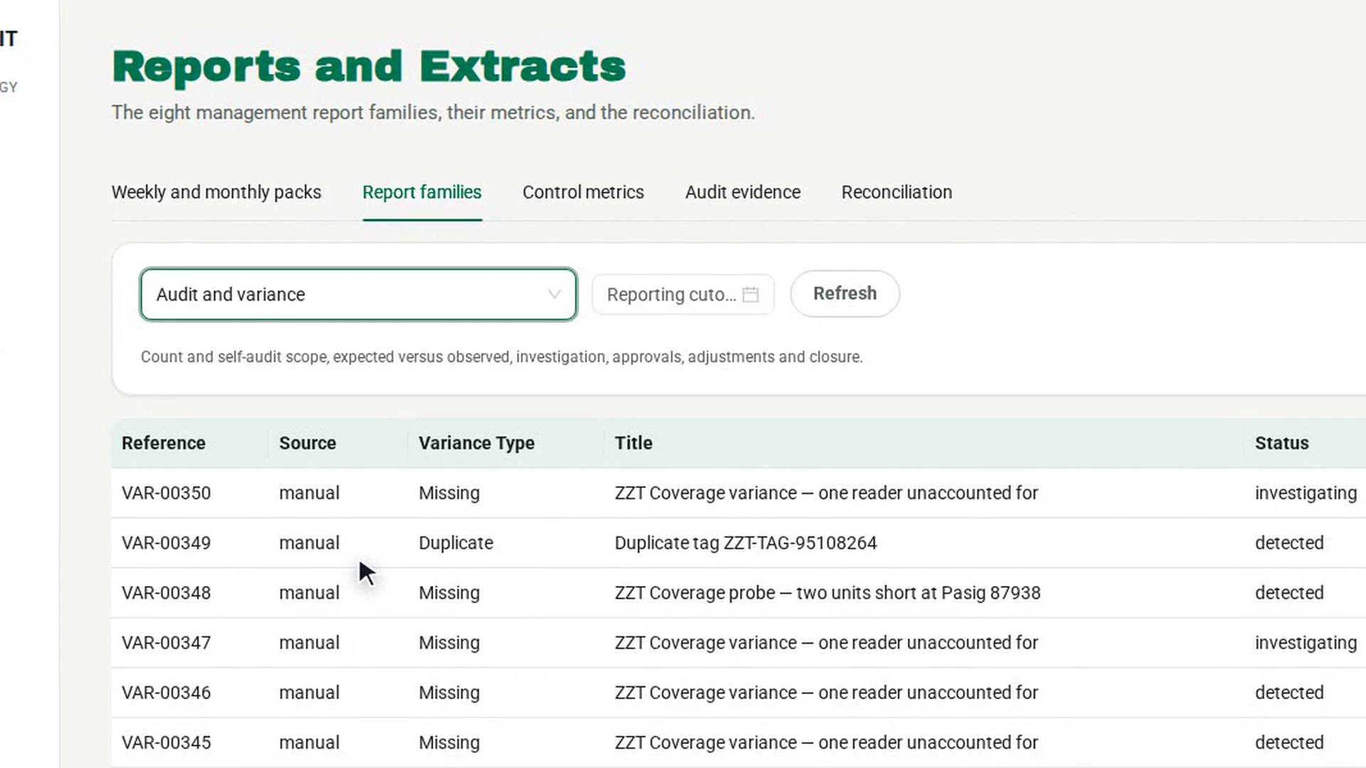 Set a reporting cutoff