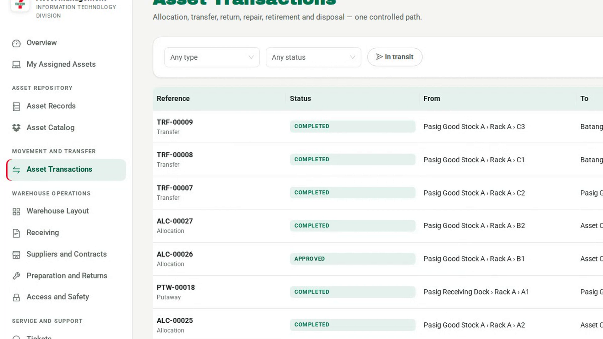 Open the transaction