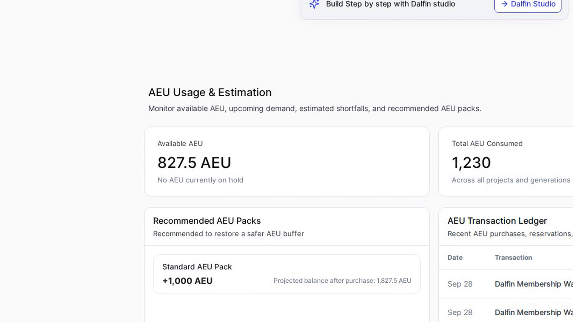 Check your available AEU