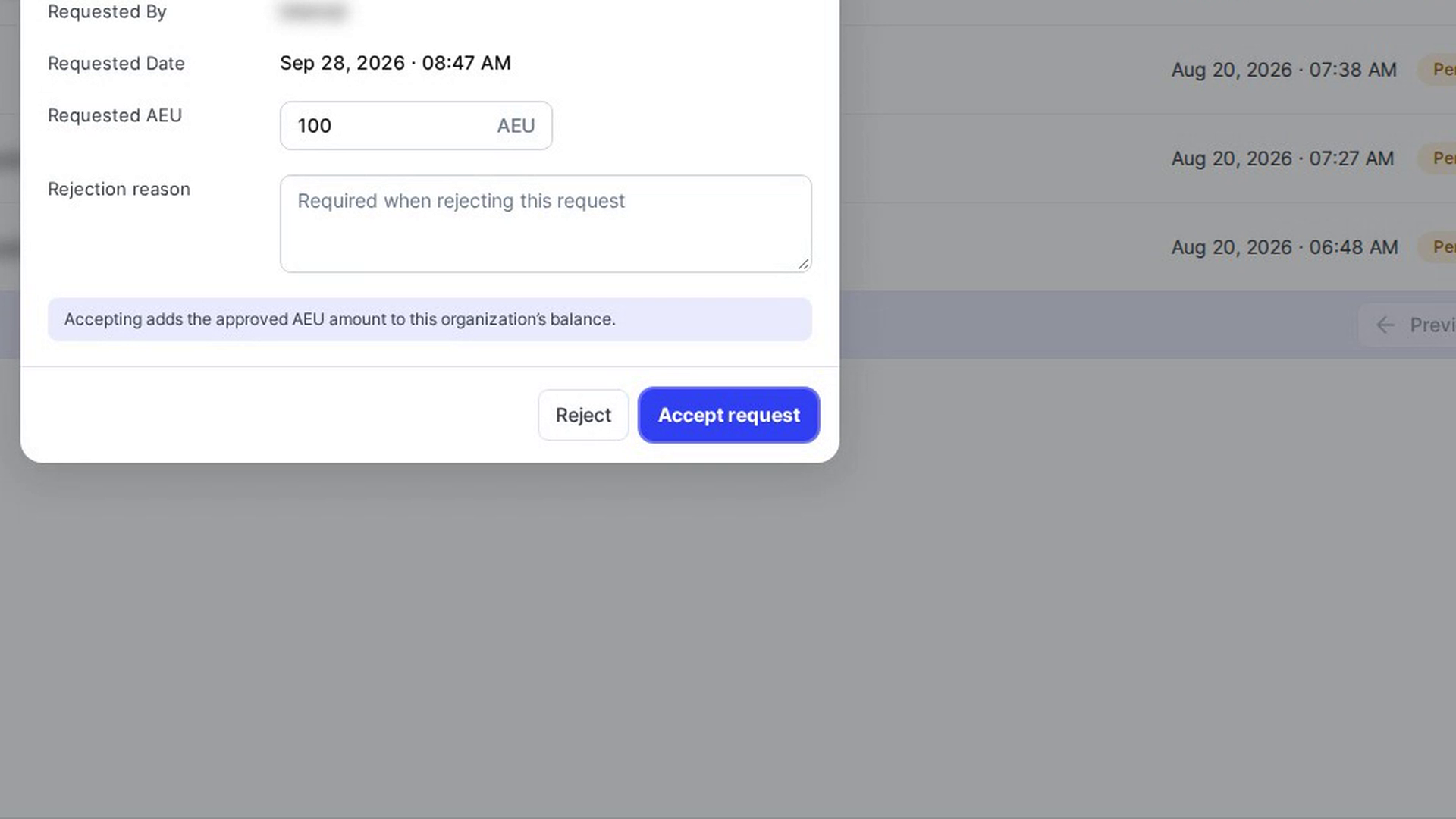 Accept the request