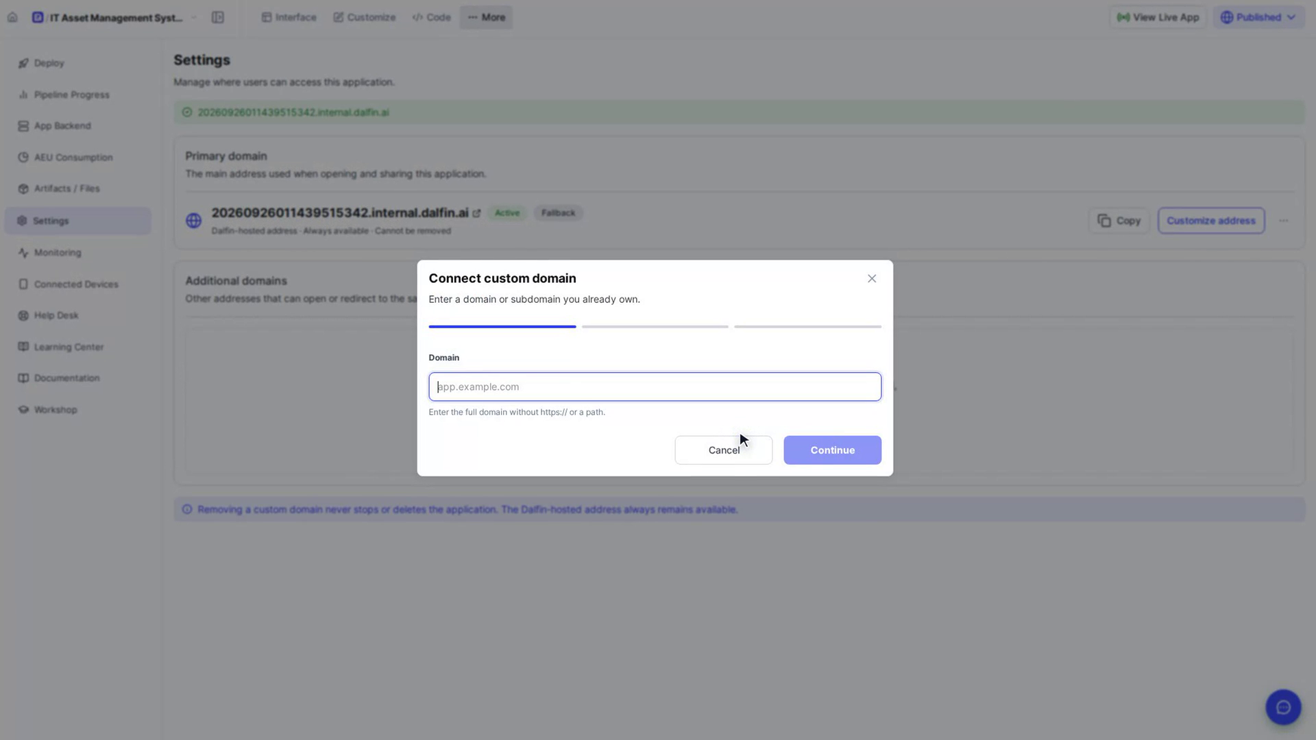 Start connecting your own domain