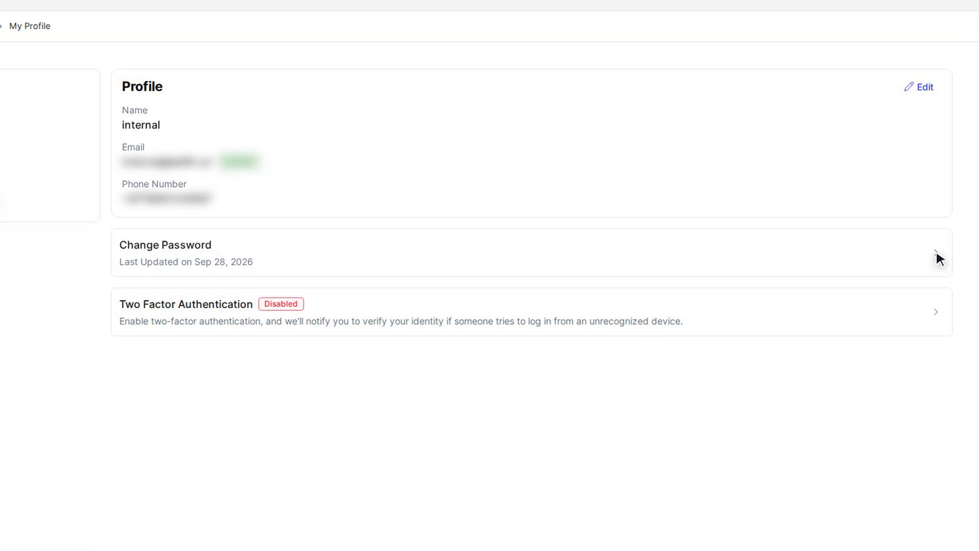 Open Change Password