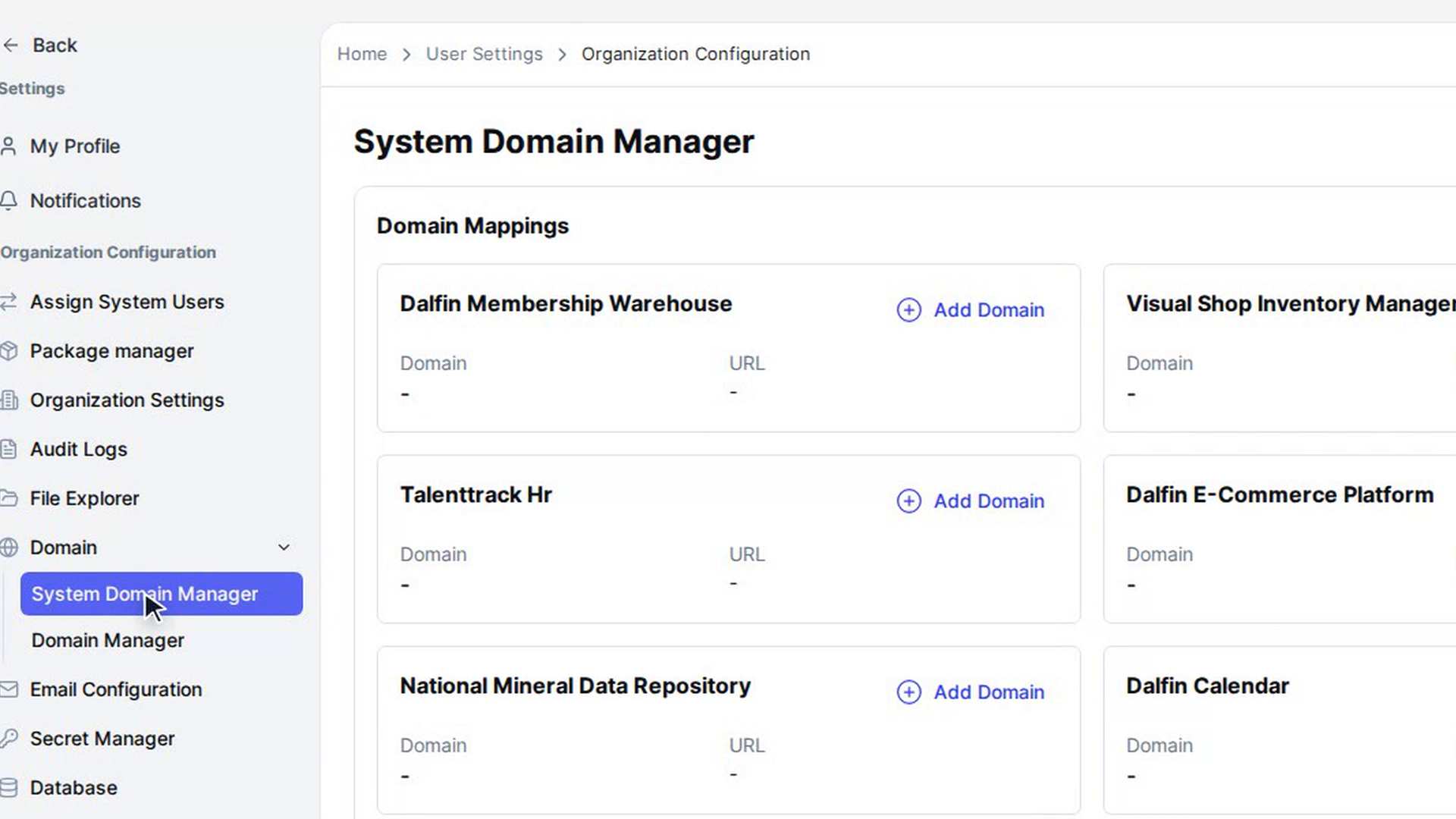 Add or change a system's domain