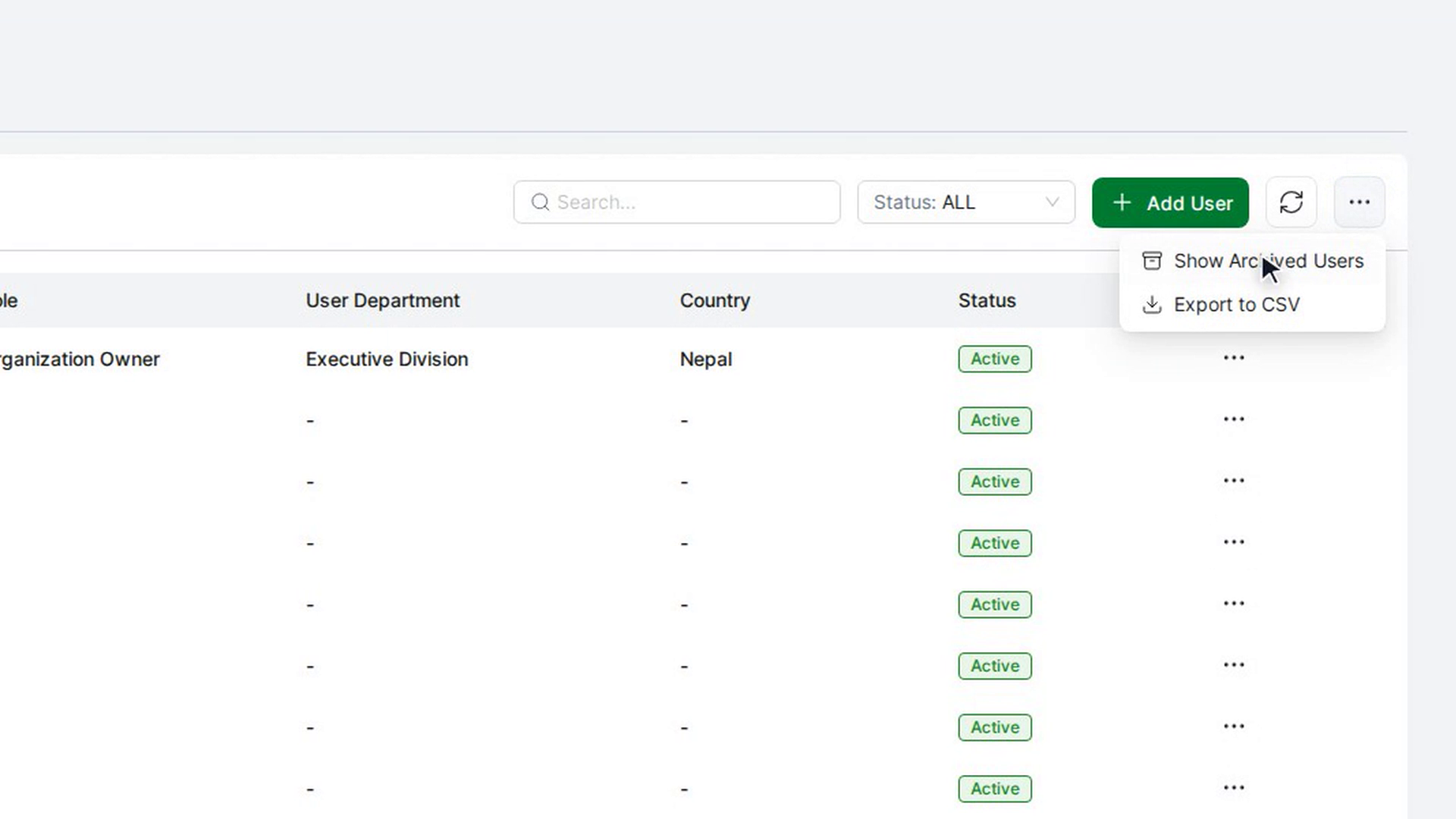 Restore archived users