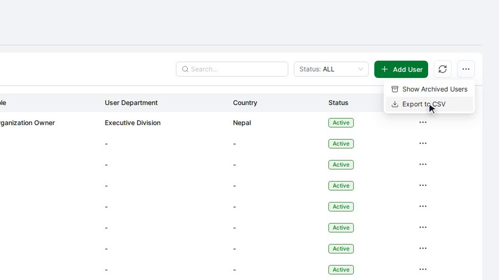 Export users to CSV