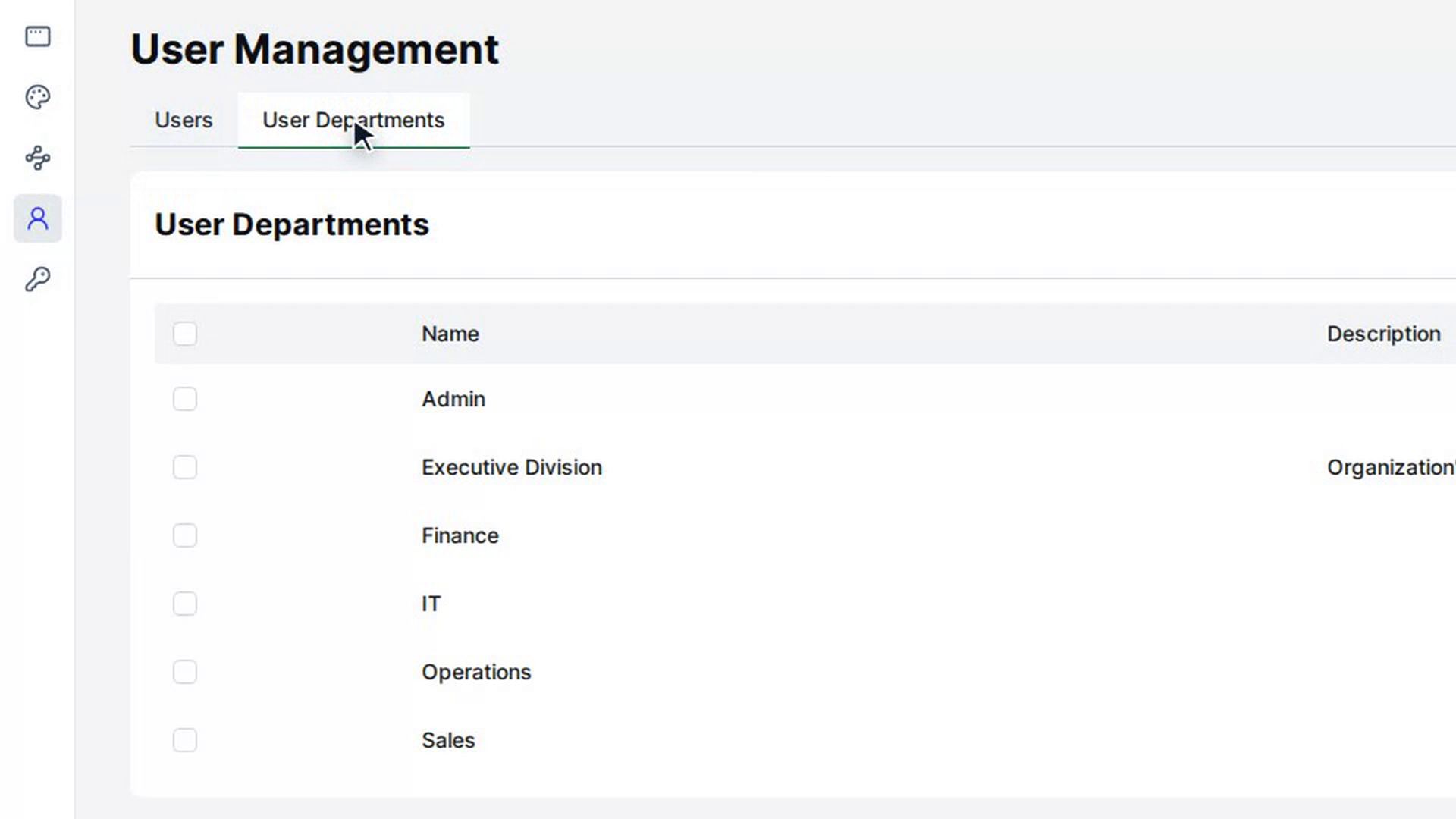 Add a user department