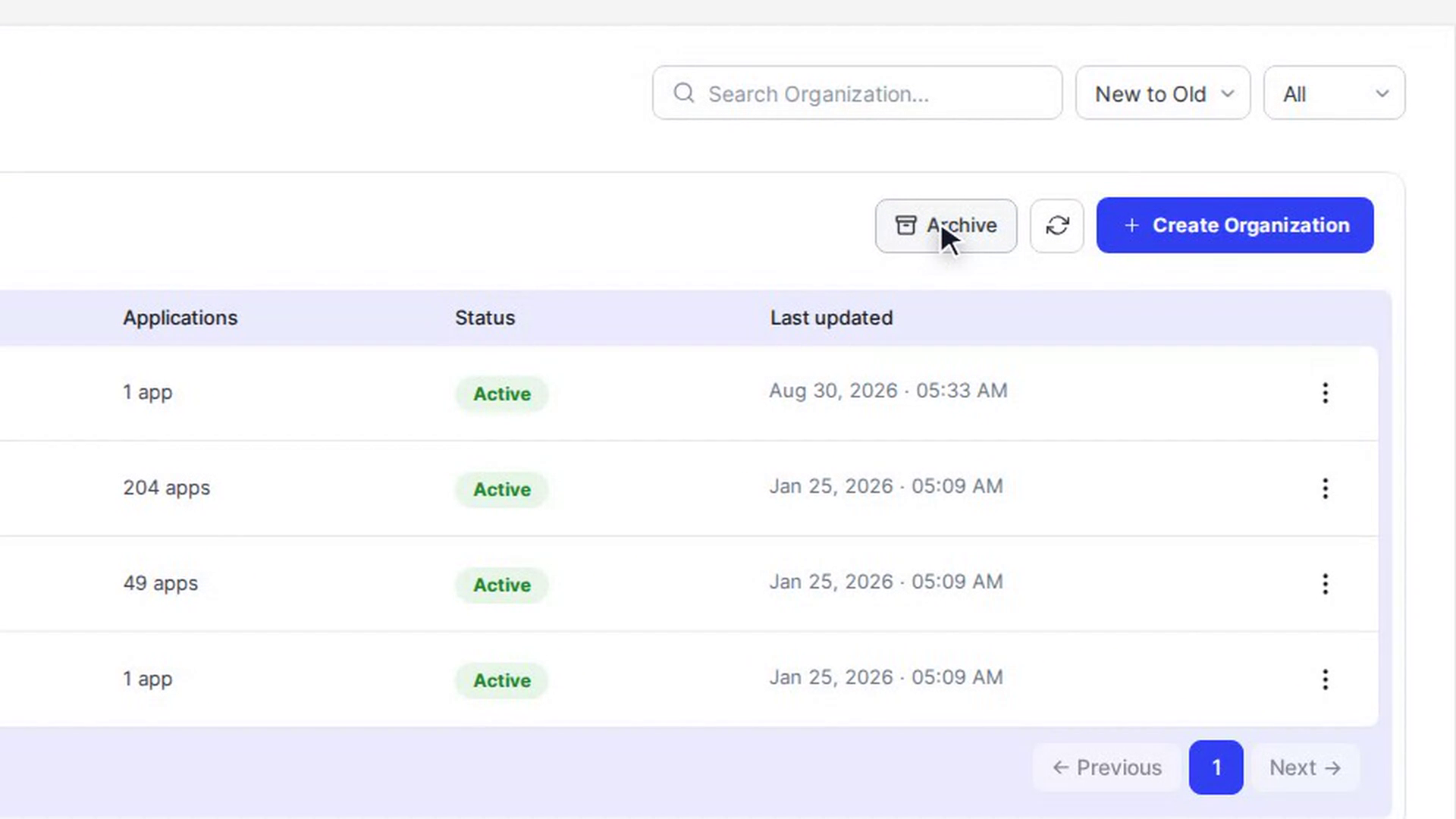 See archived organizations