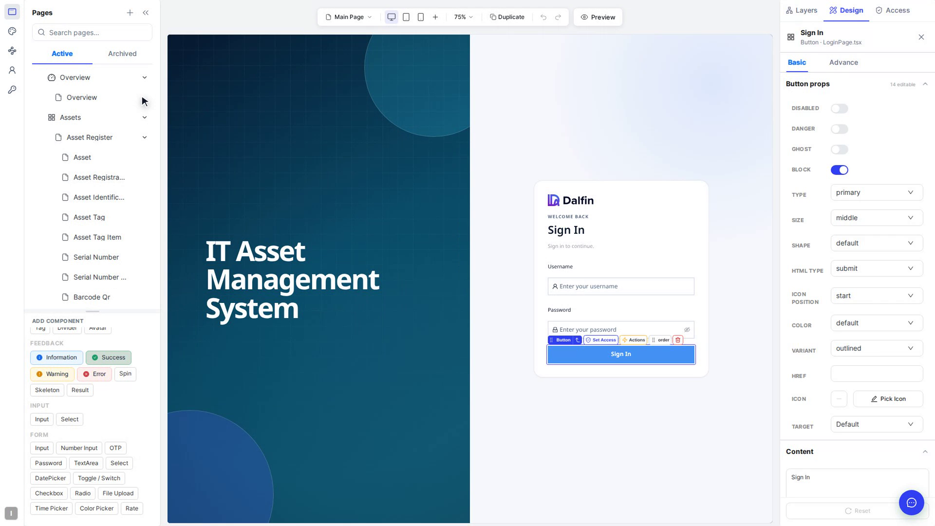 Select and adjust a component