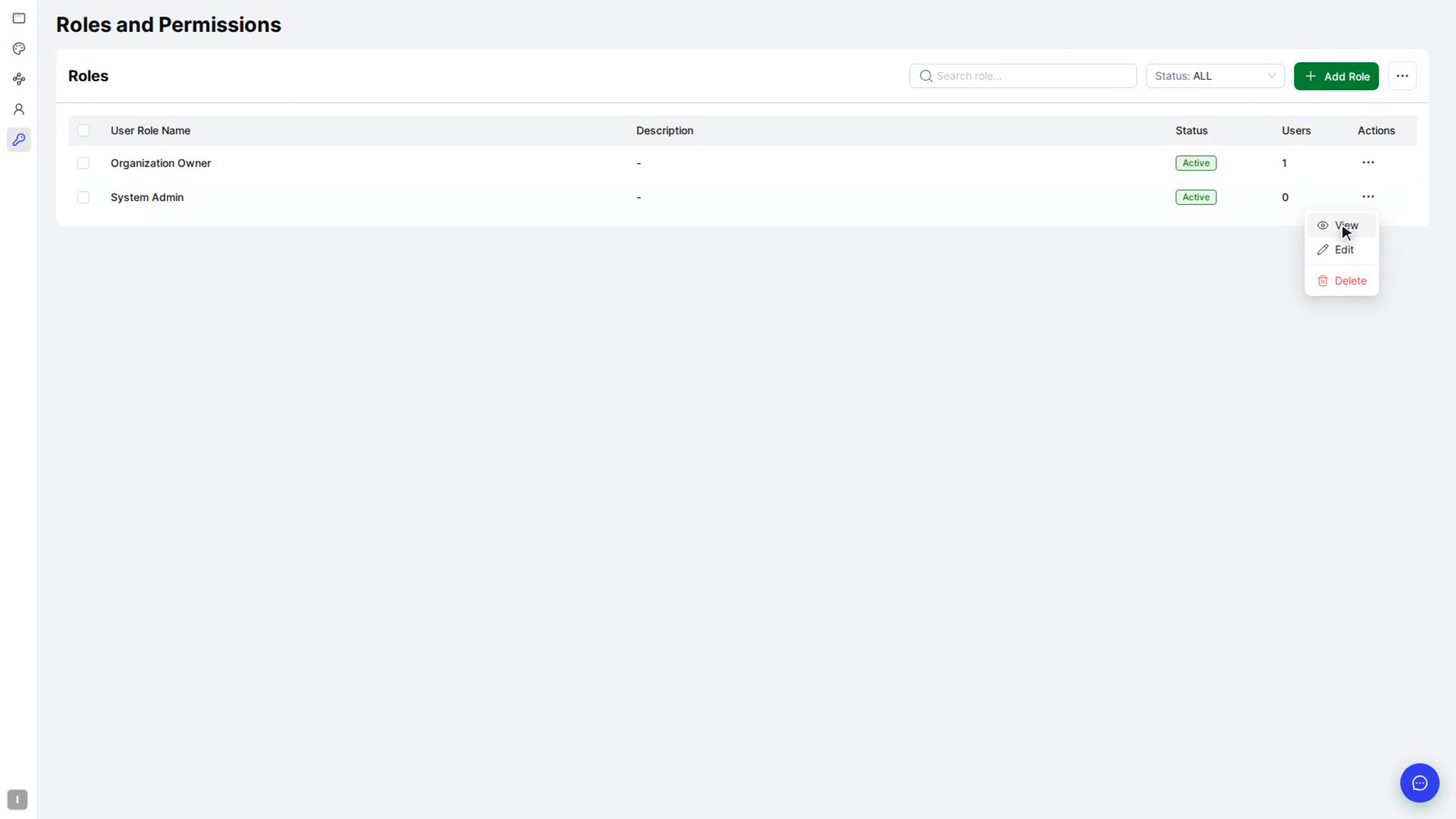 Open a role's permissions
