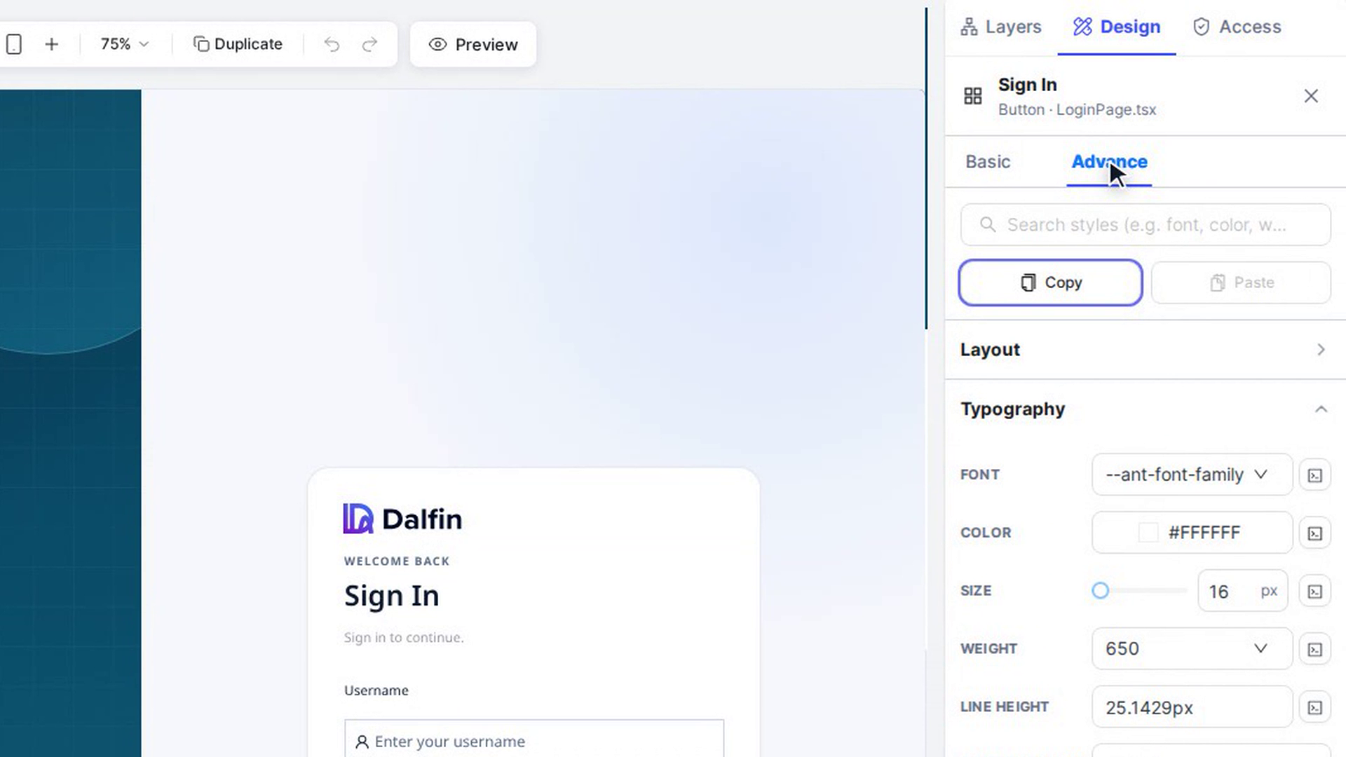 Copy styles to another element