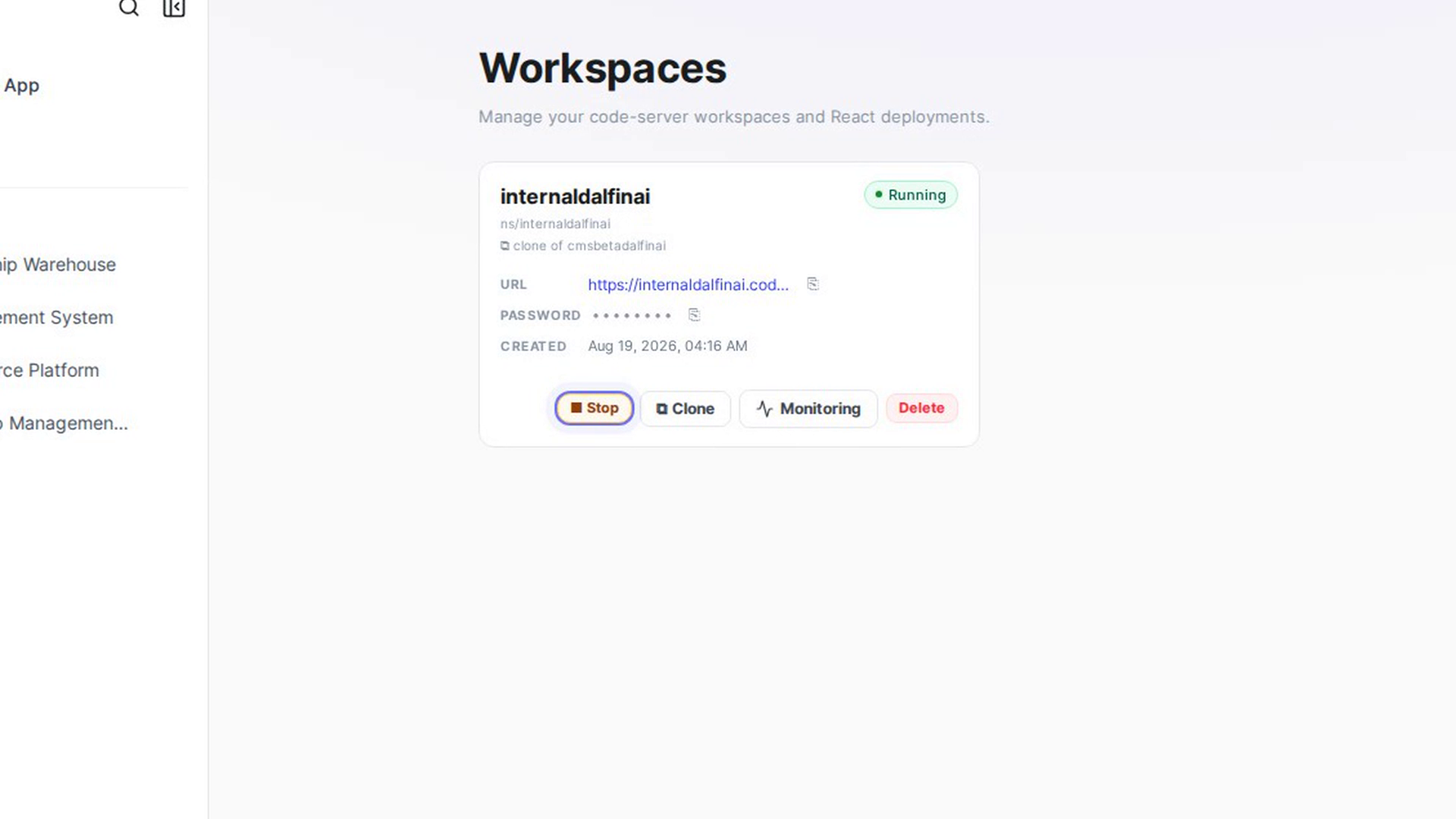 Start or stop a workspace