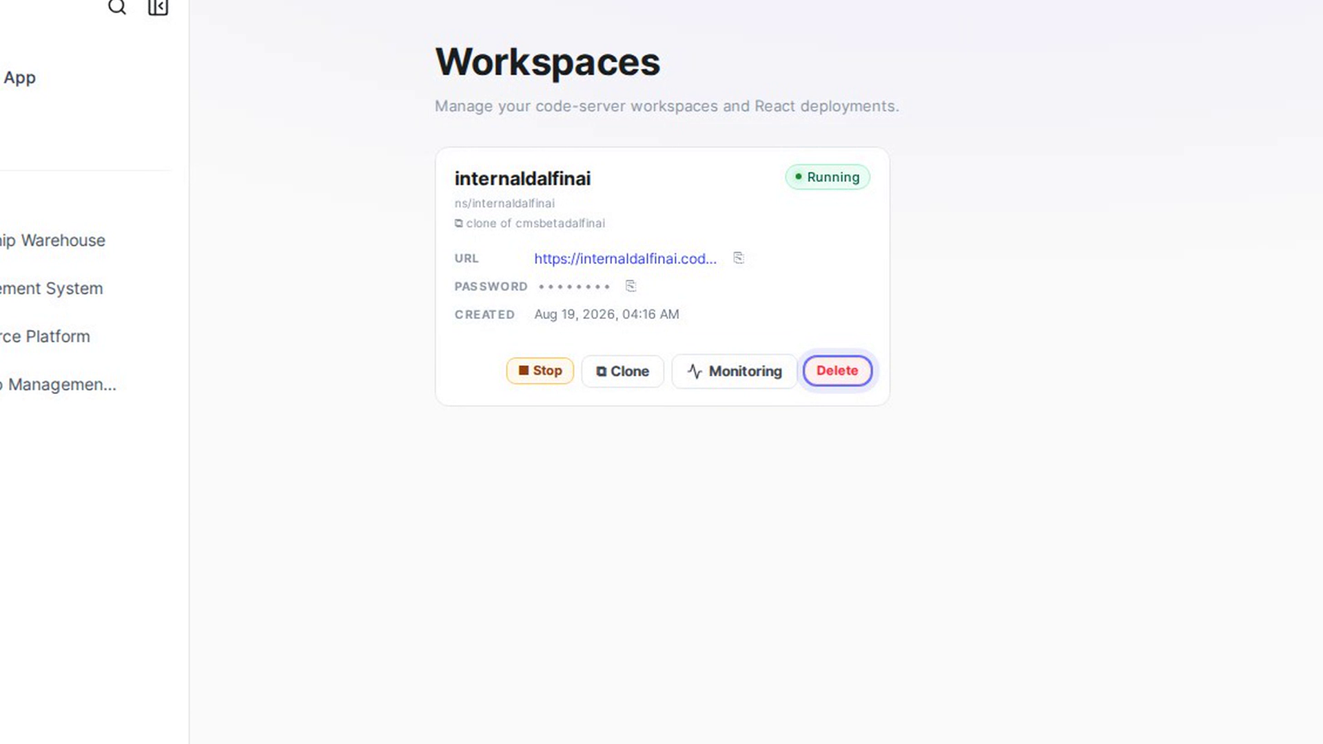Delete a workspace